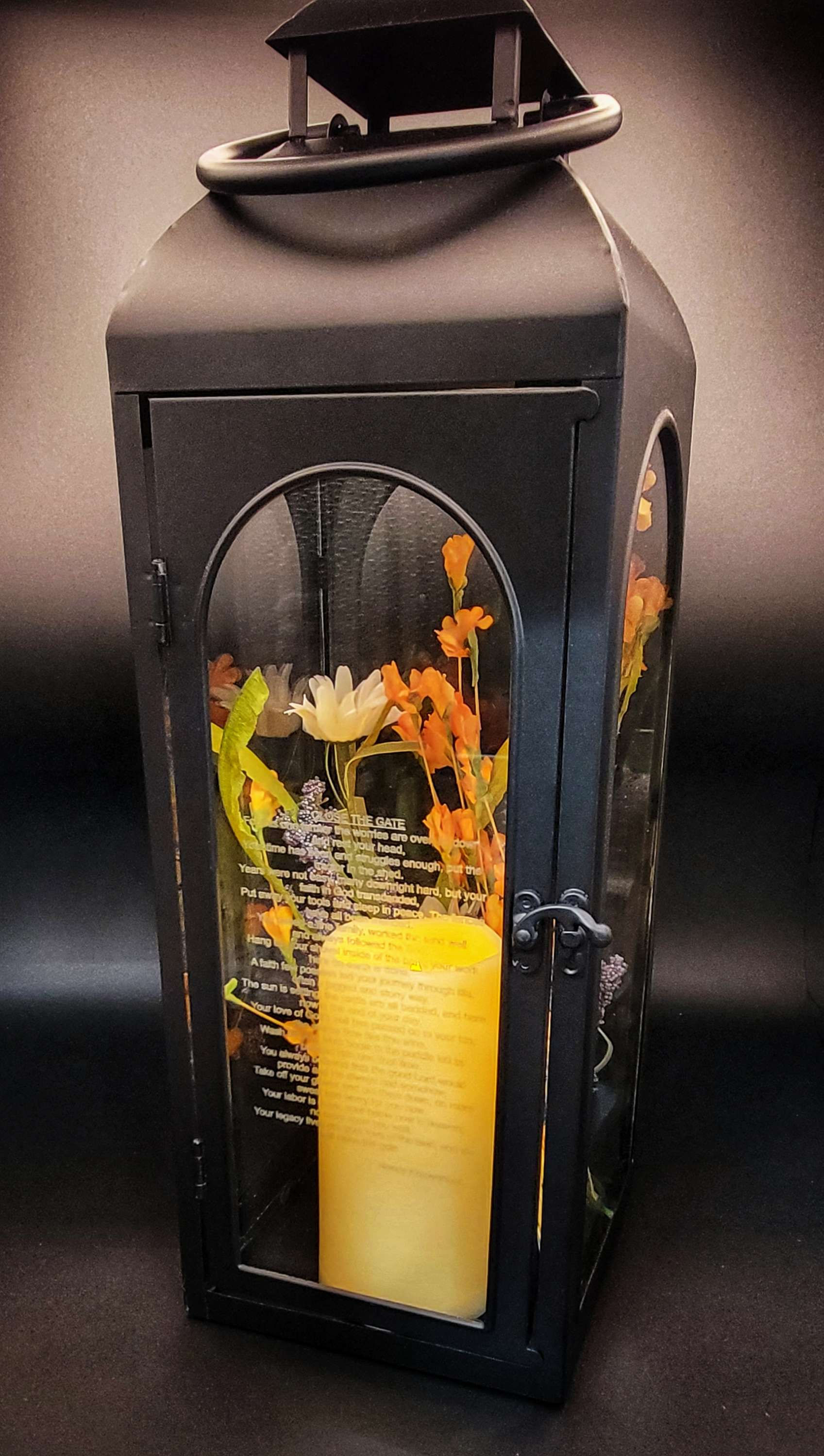 Memorial Candle Holder Lantern, Black,