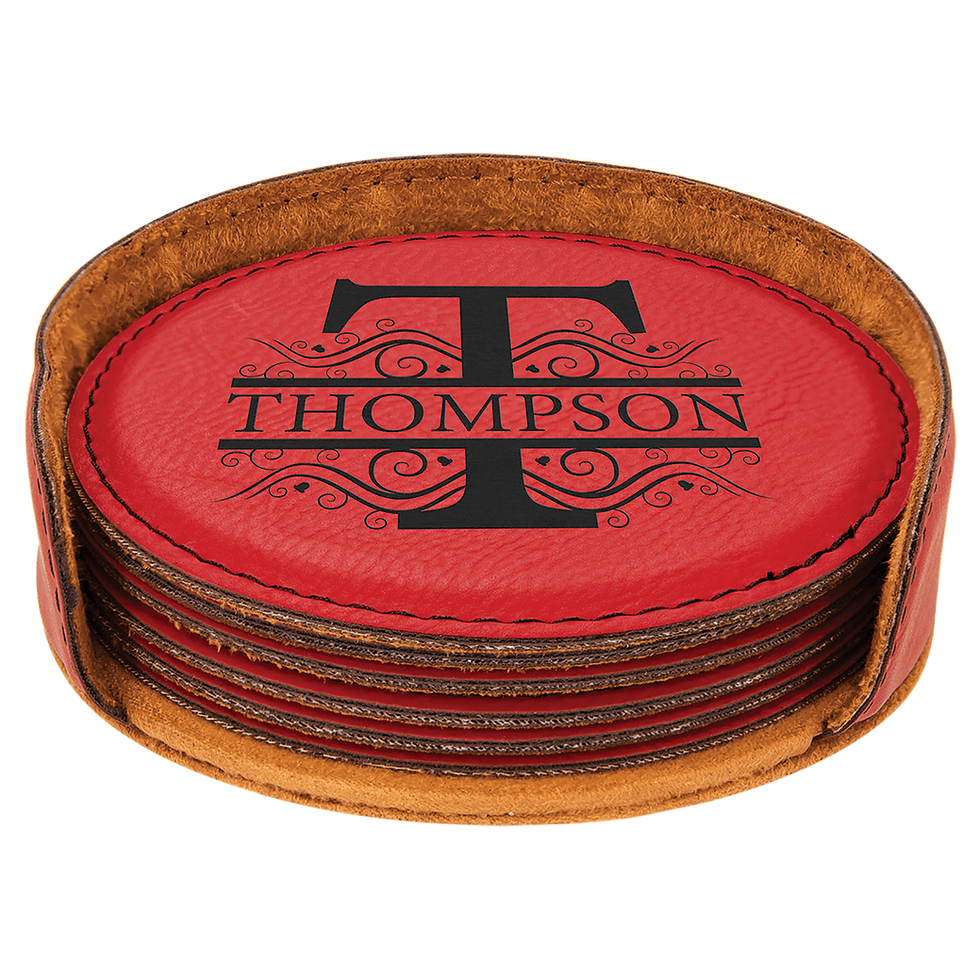 Thumbnail: 4" Round Leatherette 6-Coaster set
