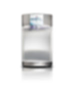 Ein silberner Wasserspender der Marke „Aquico“ mit gebürsteter Edelstahloberfläche. Oben befindet sich ein Bedienfeld mit drei Knöpfen, beschriftet mit „Still“, „Medium“ und „Classic“ für unterschiedliche Kohlensäuregrade. Unter dem Bedienfeld ist ein Wasserhahn mittig angebracht, beleuchtet durch eine dezente LED-Leiste. Das Gerät steht auf einem weißen Hintergrund und wirkt hochwertig und professionell.