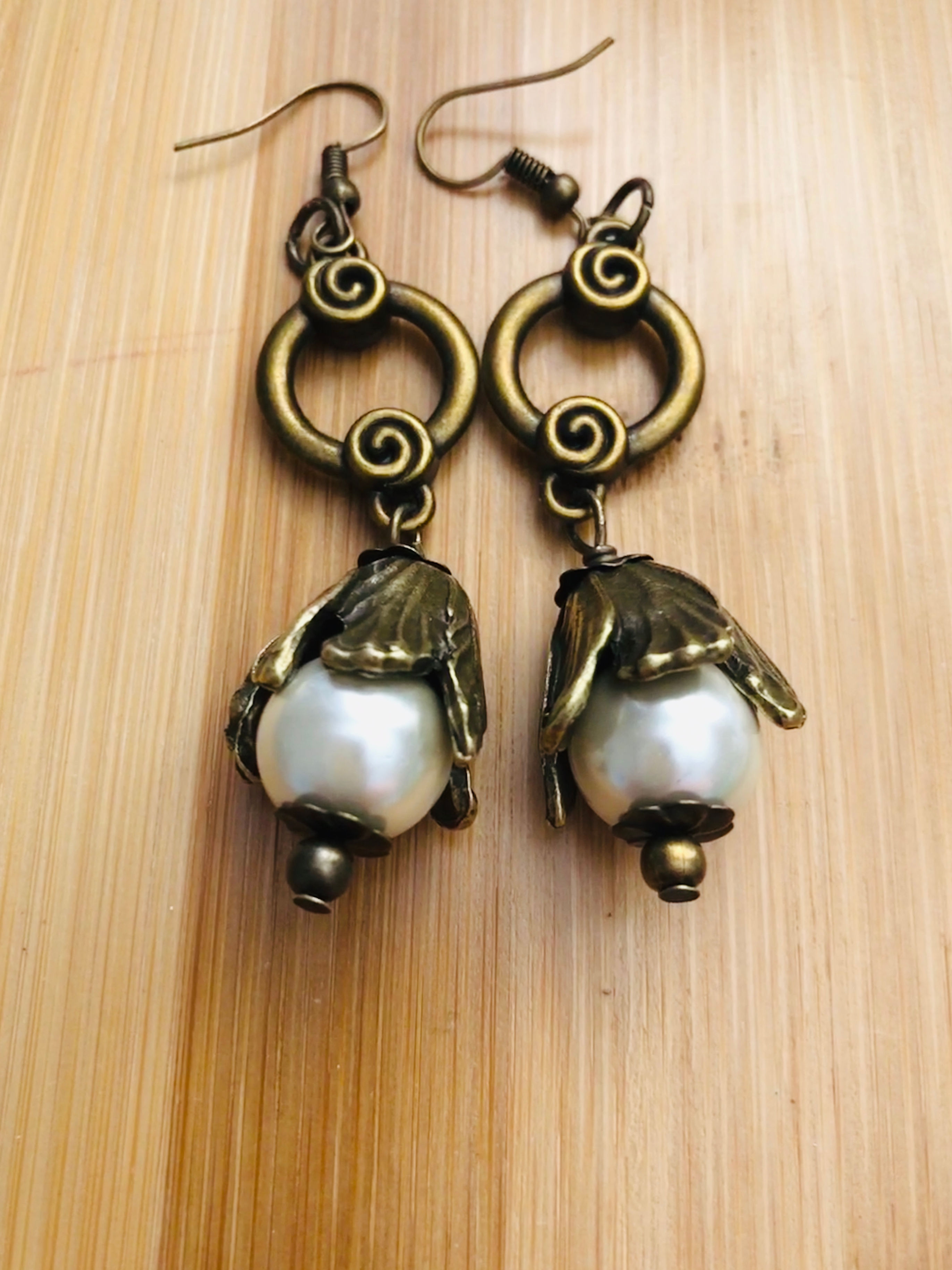 Bronze flower earrings