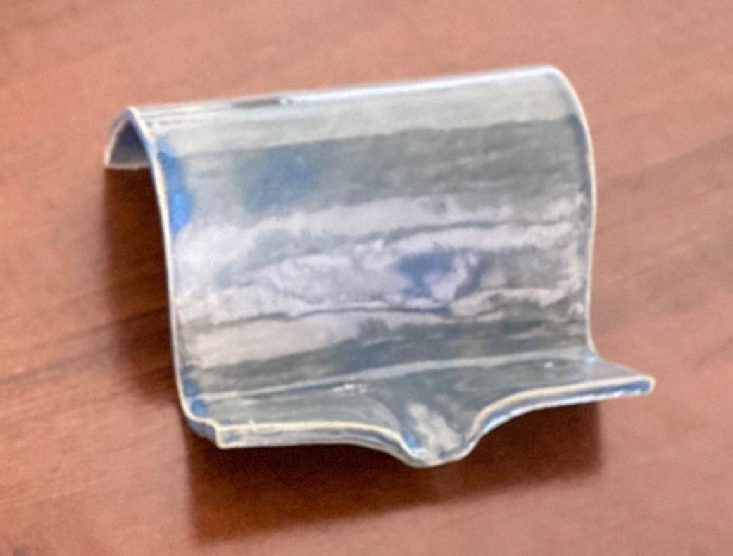 Blue ceramic one of a kind soap holder designed and made by Pernille Tipsmark. She designed it for Marseille soap.