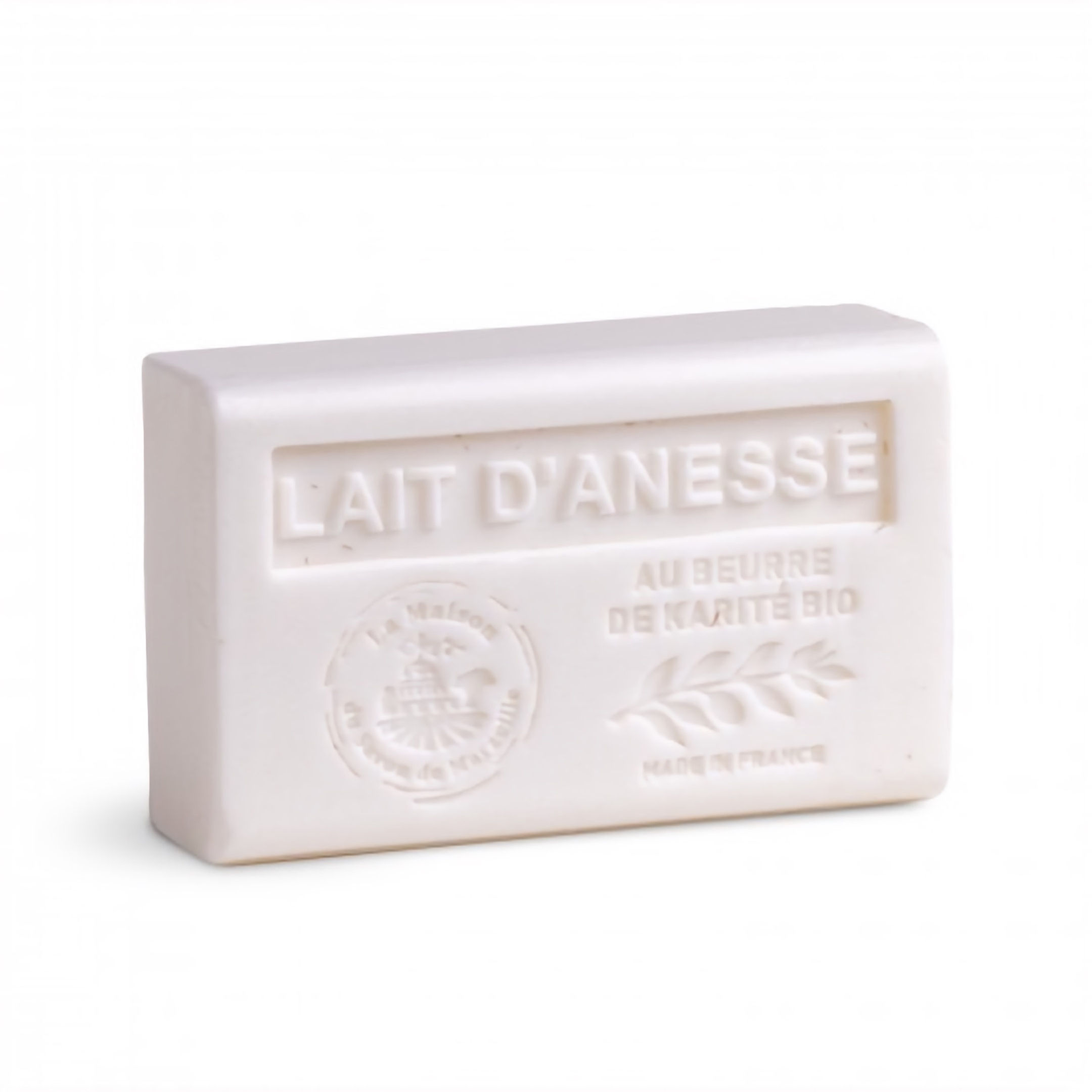 Donkey's milk organic bar soap from Marseille, France made with shea butter. It hydrates, nourishes and softens skin.