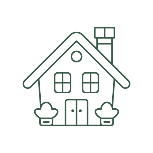 Green Outline of a House