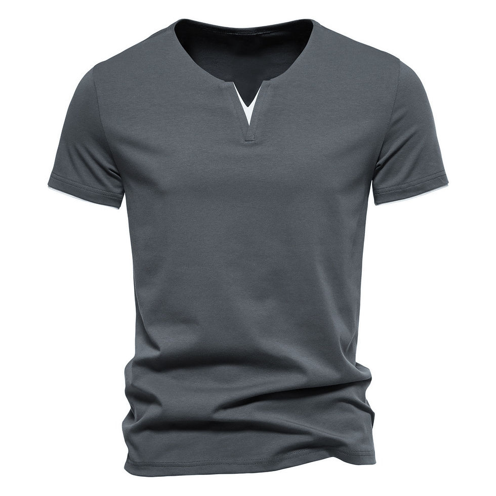 Thumbnail: Mens T Shirt Pure Color V Collar Short Sleeved Tops Tees Men T-Shirt Black Tight
