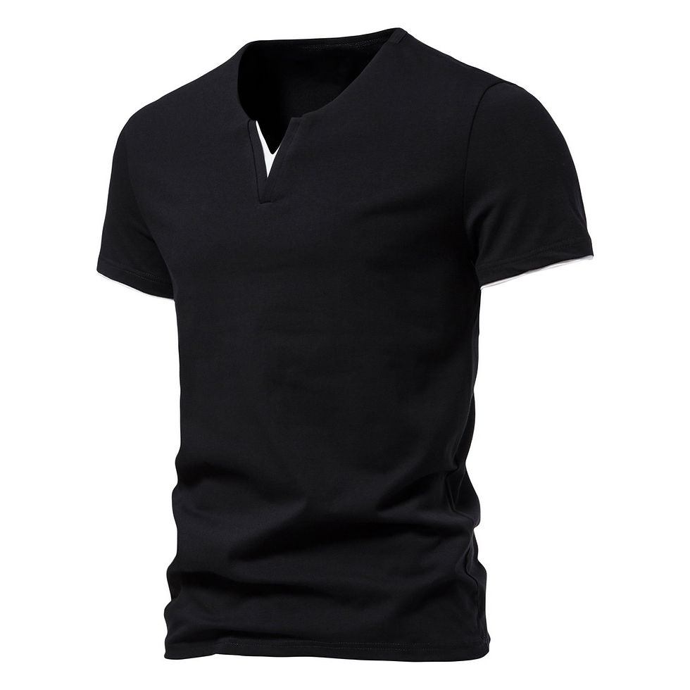 Thumbnail: Mens T Shirt Pure Color V Collar Short Sleeved Tops Tees Men T-Shirt Black Tight