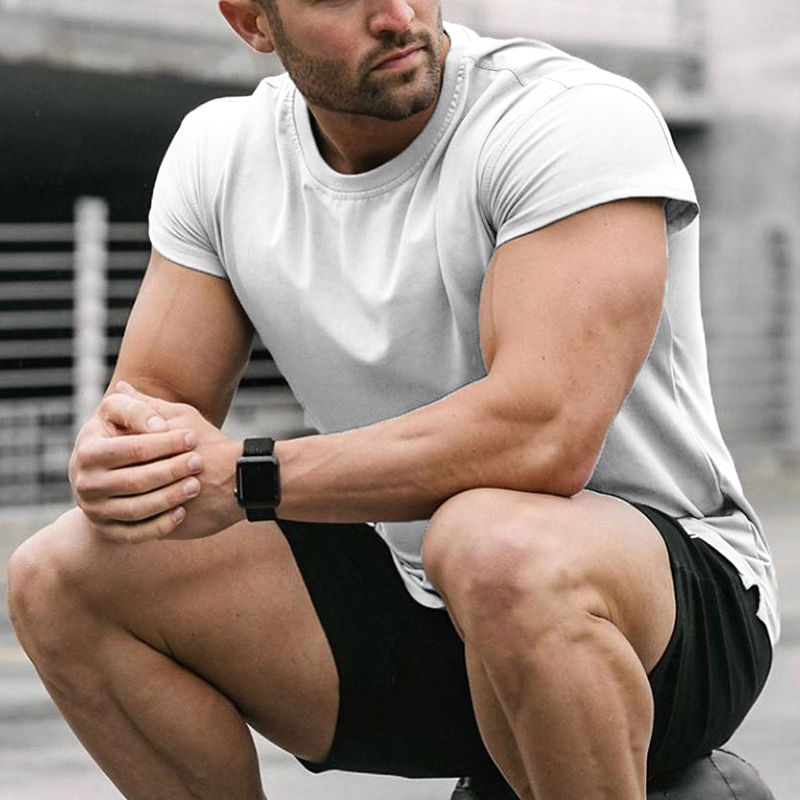 Thumbnail: Summer Gym Clothing Cotton Bodybuilding T shirts Muscle Mens Small Sleeves Tops 