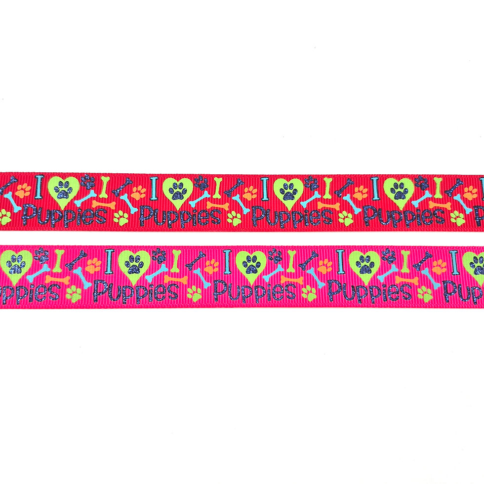 I Love Puppies printed grosgrain ribbon