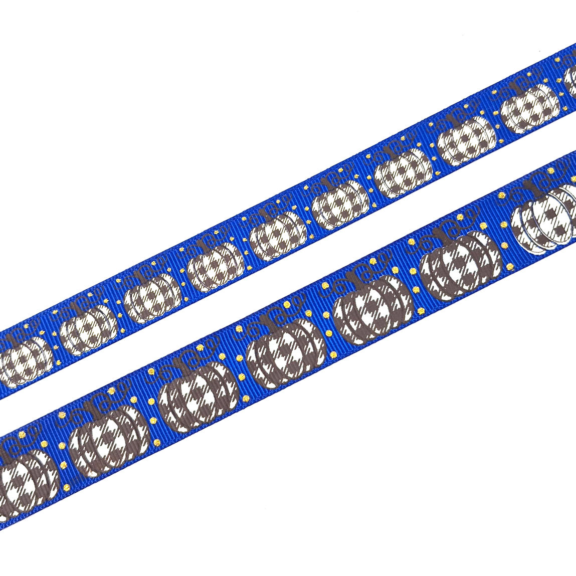 Plaid Pumpkins Cobalt Grosgrain Ribbon