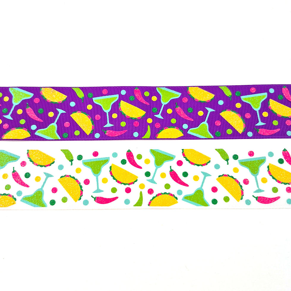 Tacos and Margs printed grosgrain ribbon