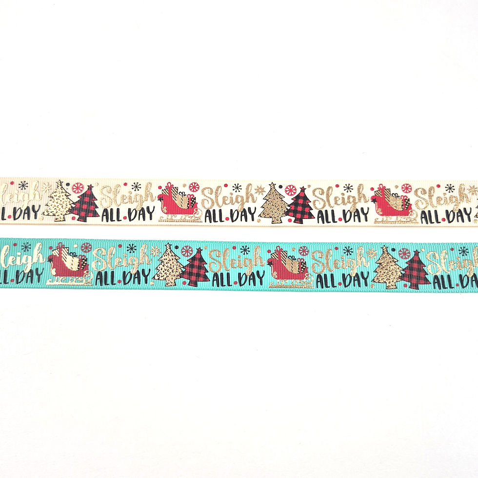 Sleigh All Day Christmas Grosgrain Ribbon printed grosgrain craft ribbon, cut to order in 5-yard lengths