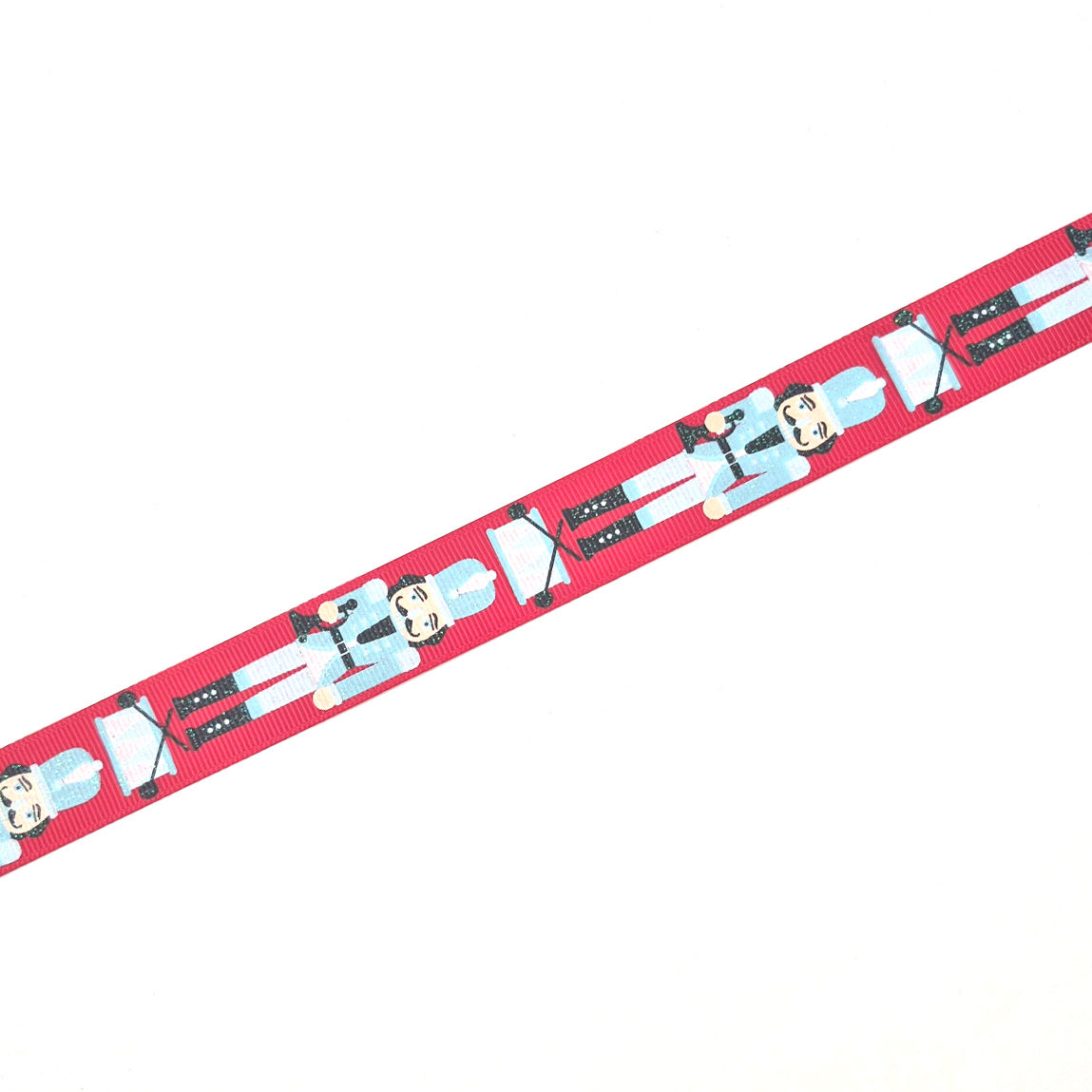 Christmas Nutcrackers on Red Grosgrain Ribbon printed grosgrain craft ribbon, cut to order in 5-yard lengths