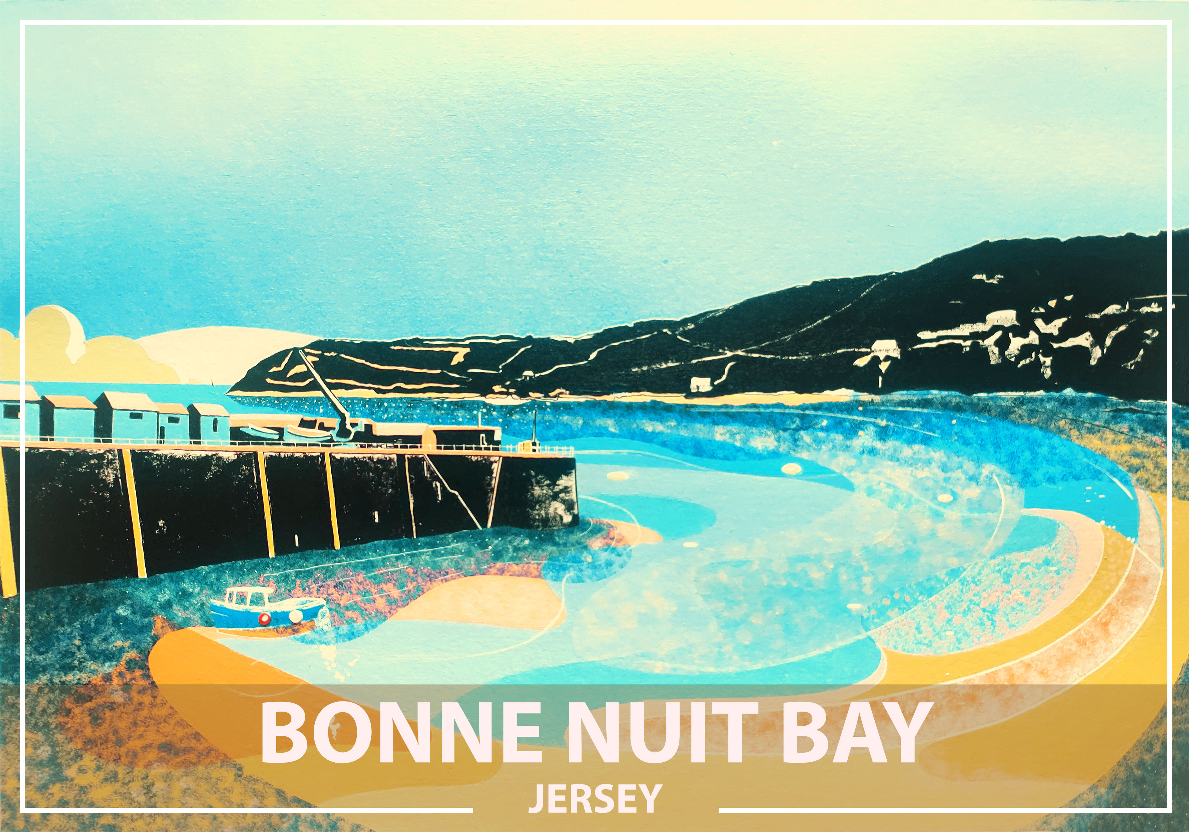 Bonne Nuit Bay, Jersey Travel Print by Rian Hotton