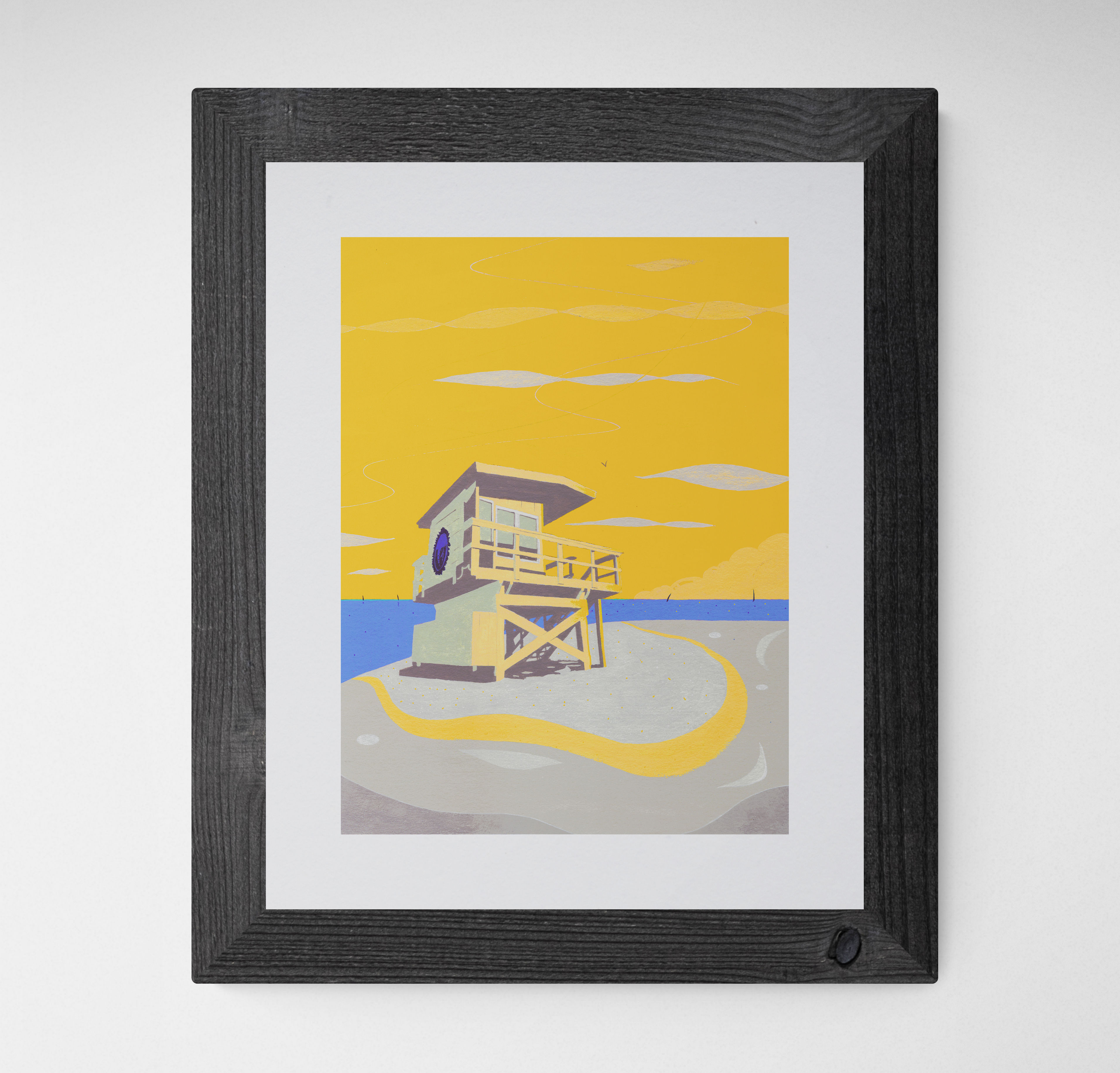 'Miami Beach Hut I' Original painting. Acrylic on paper 30 x 40cm