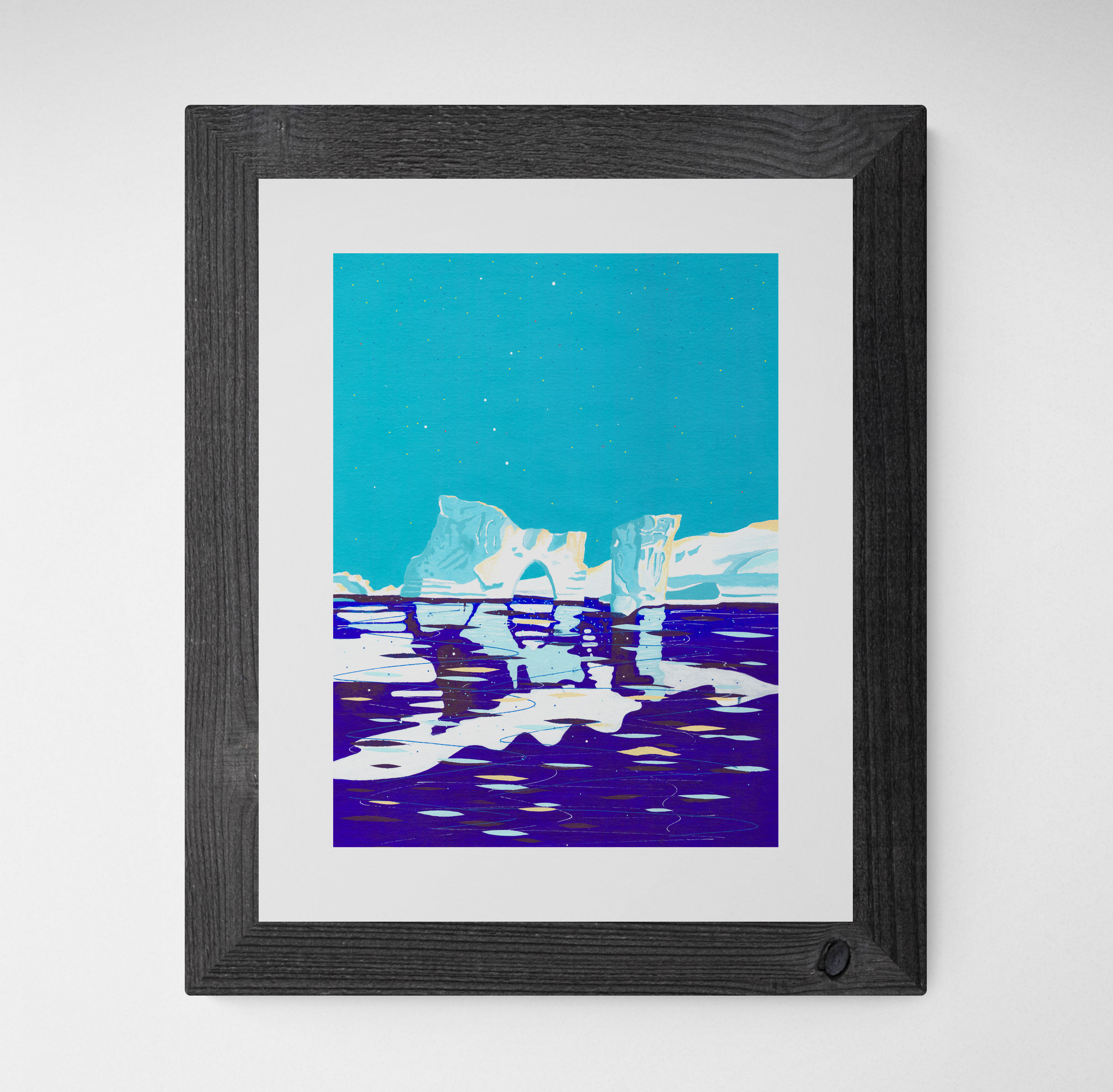 'Greenland Ice sheet III' Original painting. Acrylic on paper 30 x 40cm.