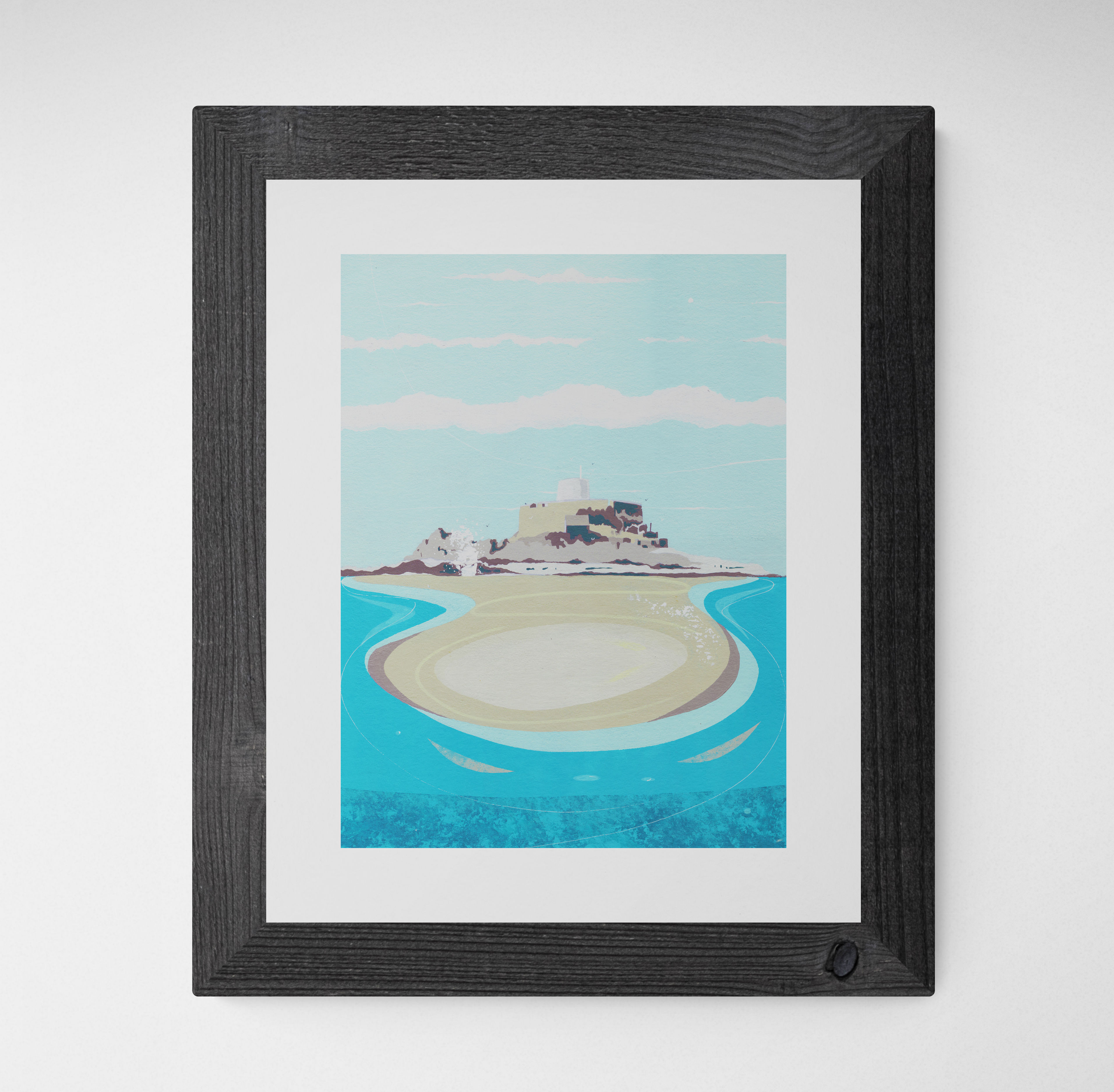 'Fort Grey, Guernsey' Original painting. Acrylic on paper 30 x 40cm.