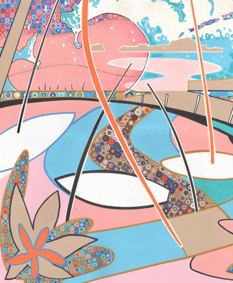 Thumbnail: 'The wave' Acrylic and collage on paper 420gsm 54cm x 74cm