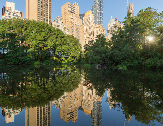 Skyline reflection in New York's Central Park