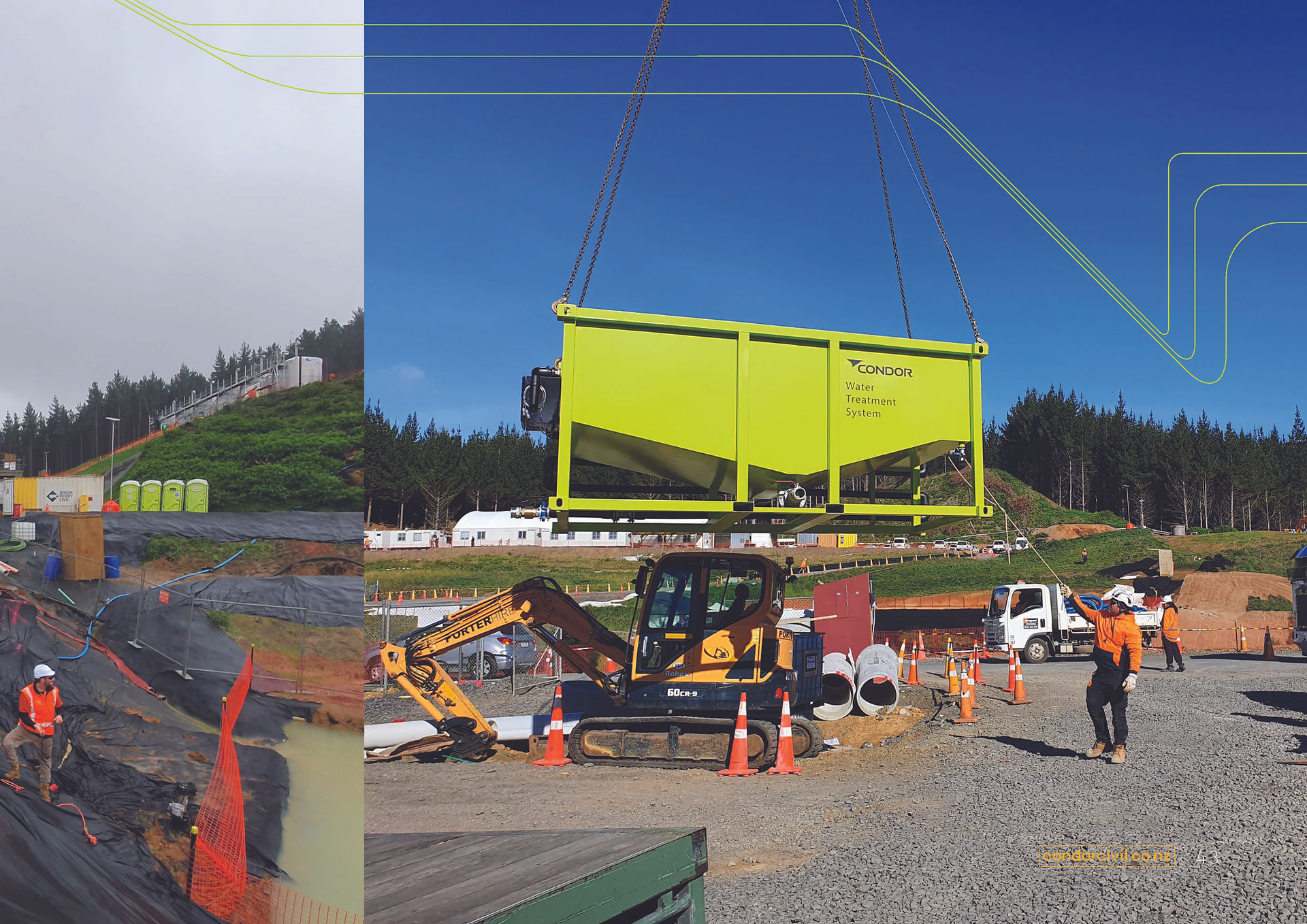 Condor's XXL Water Treatment System held up in the air with a crane