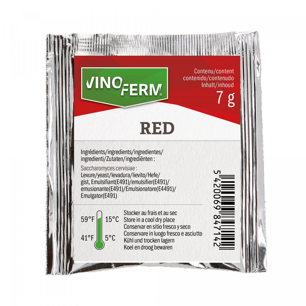 Dried wine yeast Vinoferm Red 7 g