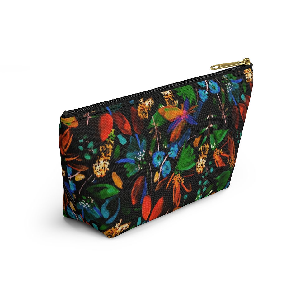 Small Zipper T-Bottom Pouch | Neon Florals Copper