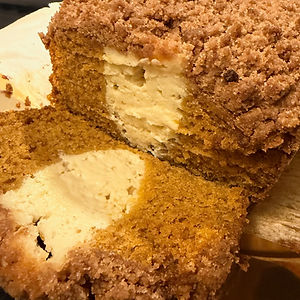 Pumpkin cheese cake pound cake slice