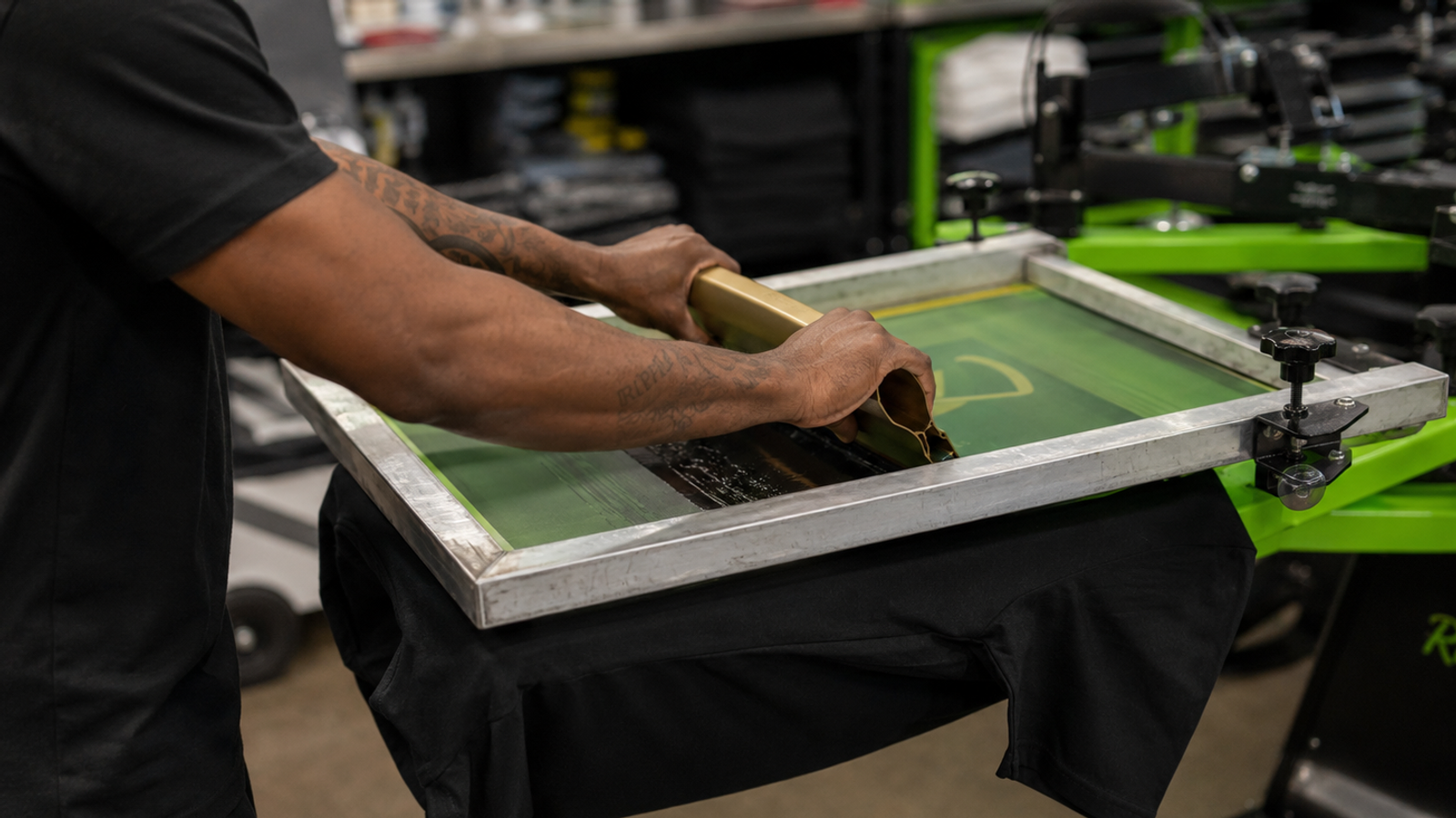 Custom apparel screen printing production