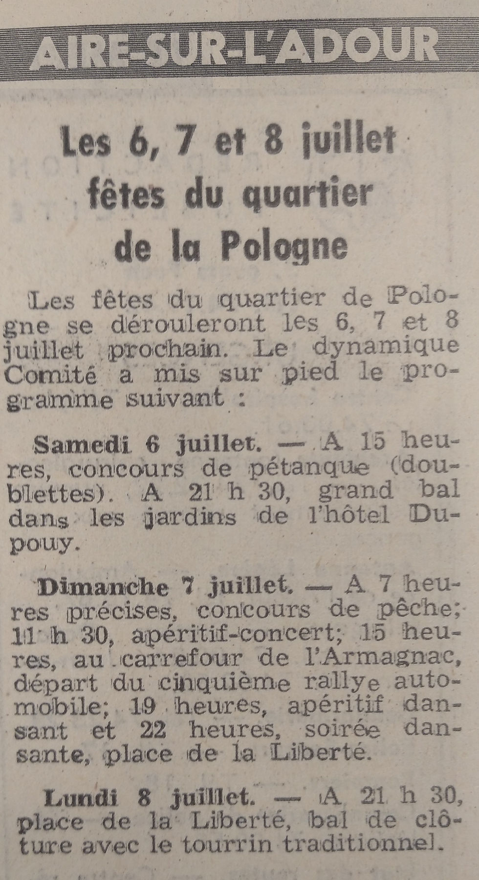 Aire/Adour (Pologne) 3-7-1974 (SO)