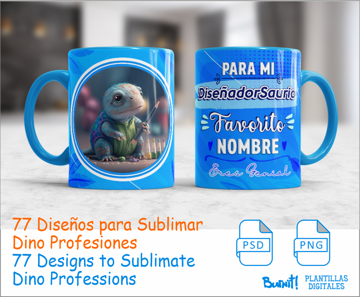 77 PLANTILLAS DINO PROFESIONES PARA TAZAS