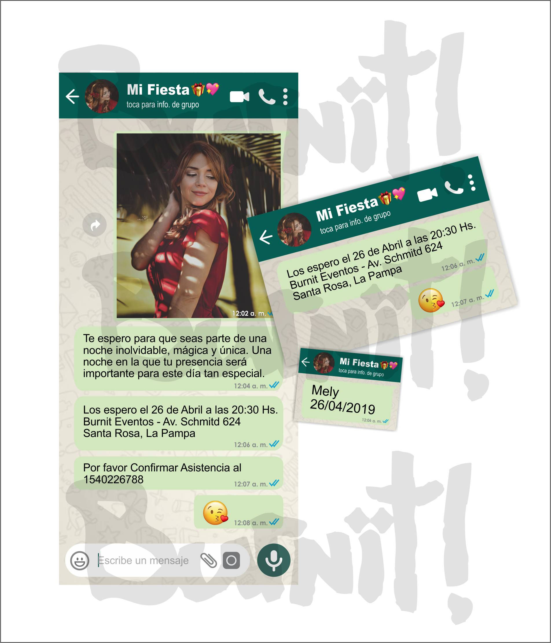 Plantilla Digital Editable Invitacion Fiesta Whatsapp Cumpleaños