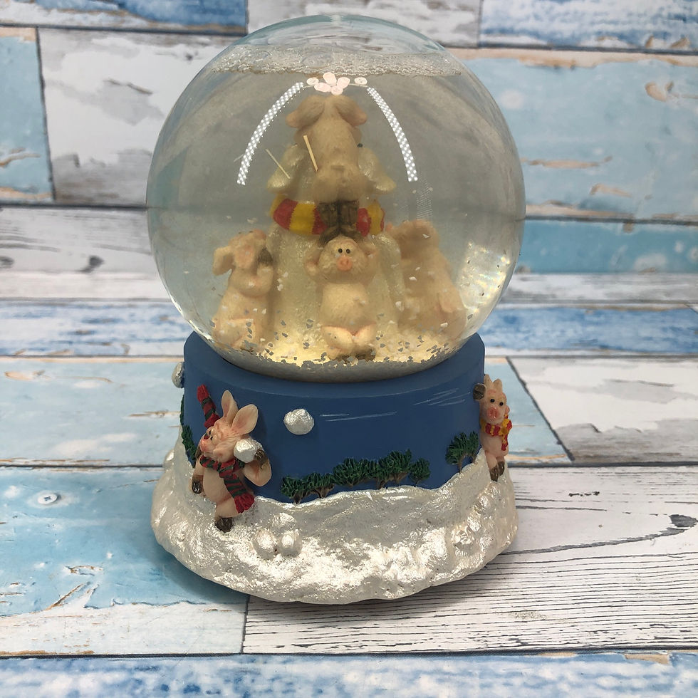 Thumbnail: Piggin Pigs Winter Musical Snow Globe by David Corbridge 1997  Boxed  Snowman