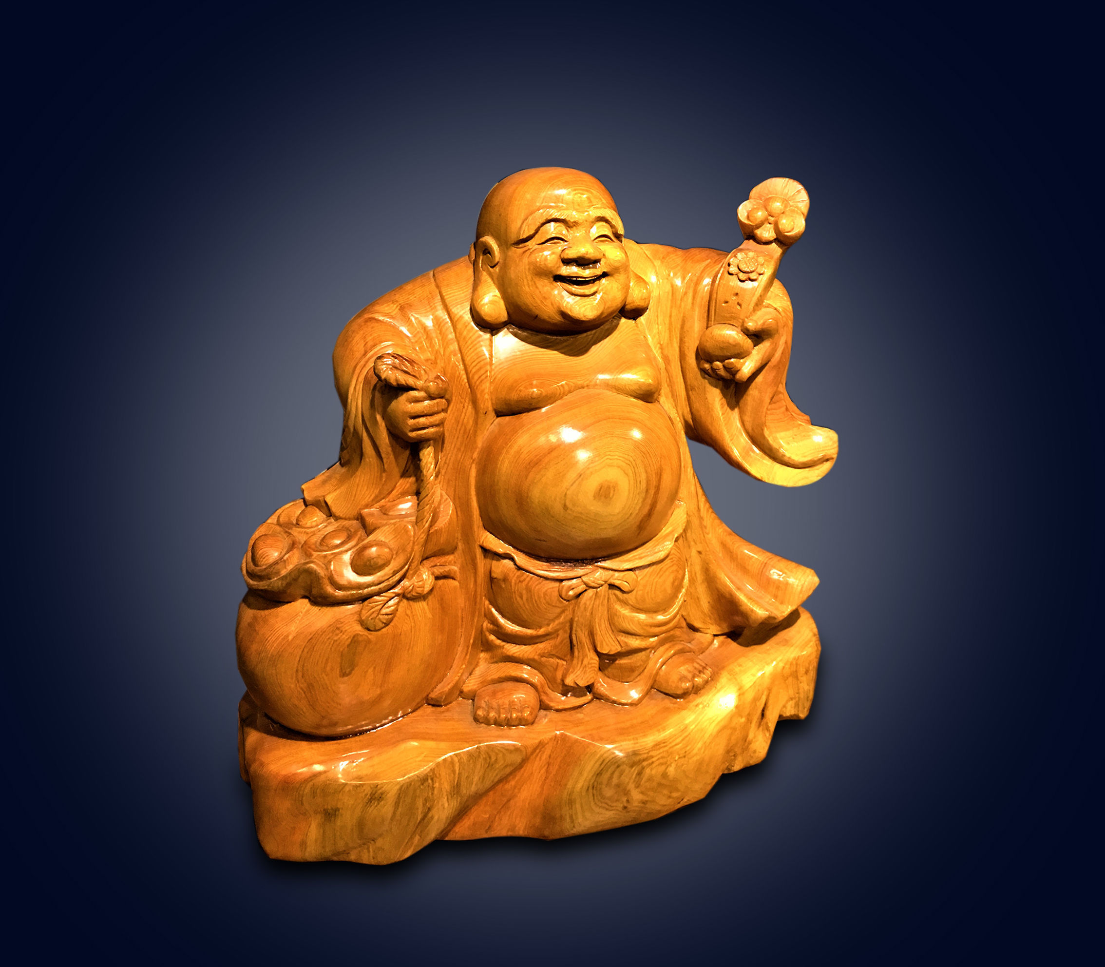 招財進寶財神爺 (檜木)