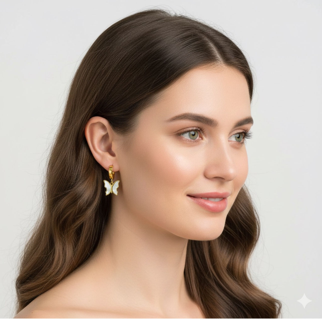 Orecchini "Farfalla Eterna" in acciaio inossidabile madreperla