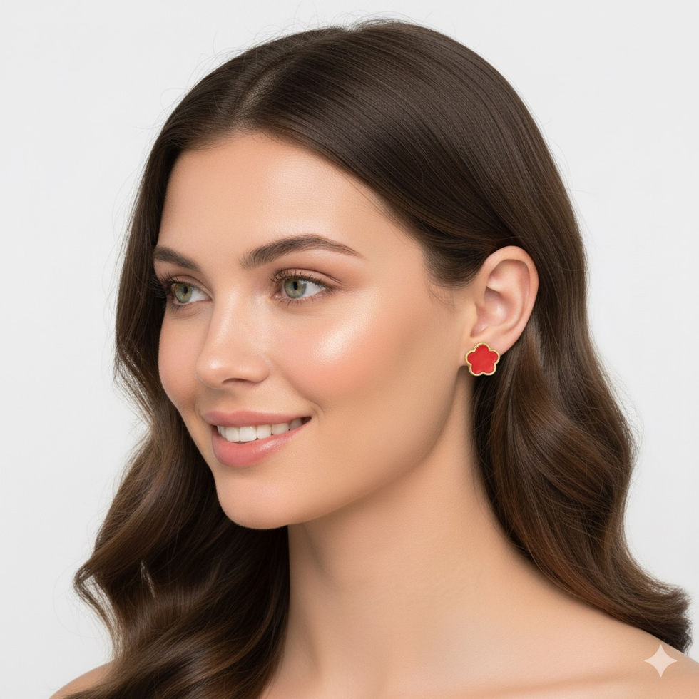 Orecchini "Fiore Ardente" in acciaio inossidabile smaltato rosso