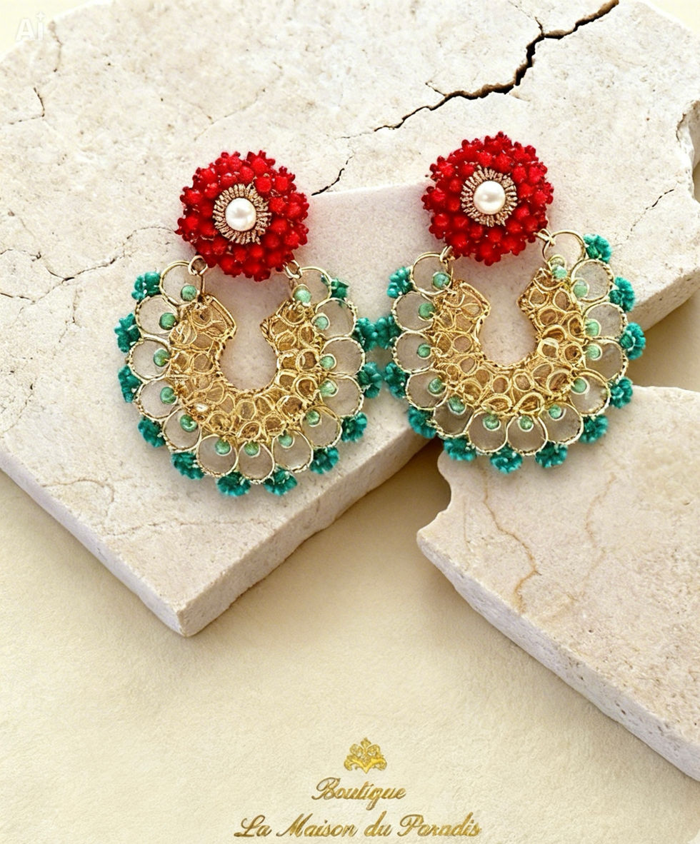 Orecchini Ibiscus d'Oro I Gioielli Fatto a Mano