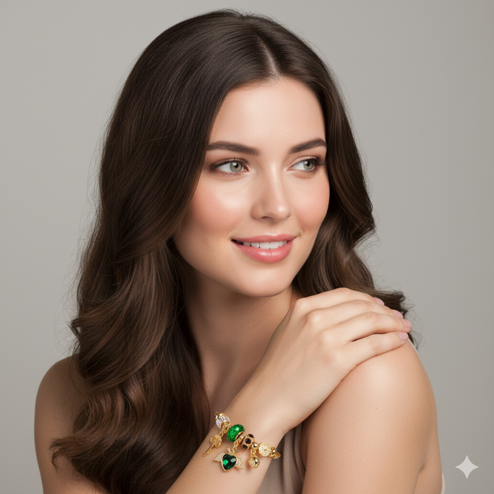 Bracciale “Chiave di Smeraldo” regalo elegante donna originale