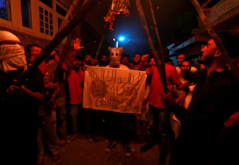 Kashmiris protest against the scrapping of the special constitutional status for Indian-administered Kashmir by the government, in Srinagar, September 26, 2019. Credit: Al Jazeera