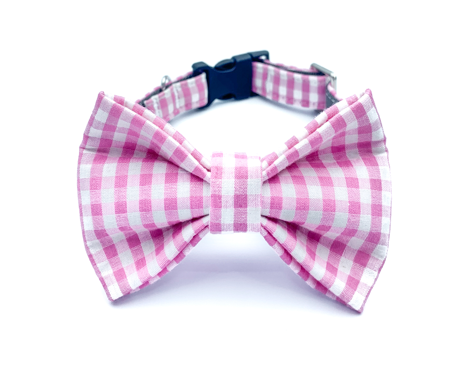 Pink Gingham Bow Tie Collar