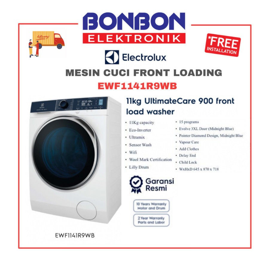 Thumbnail: Electrolux Mesin Cuci Front Loading 11KG EWF1141R9WB / EWF 1141 R9WB