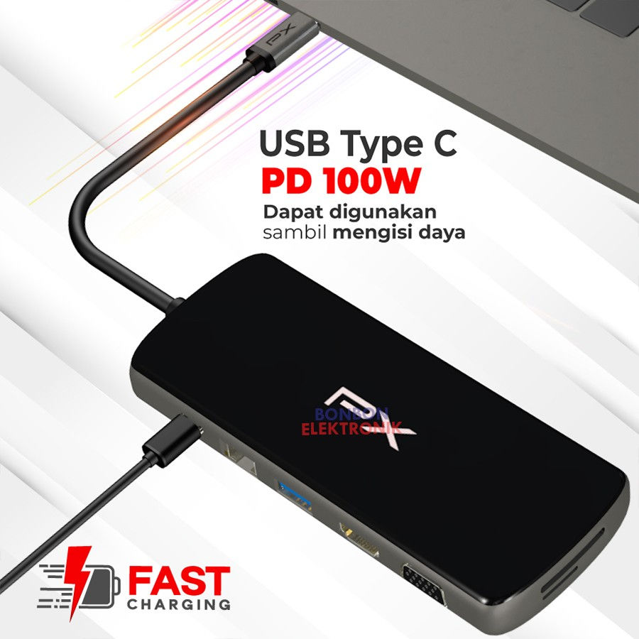 Thumbnail: PX UCH120B Hub Converter Type C 3.1 Macbook Laptop HDMI USB 12 in 1