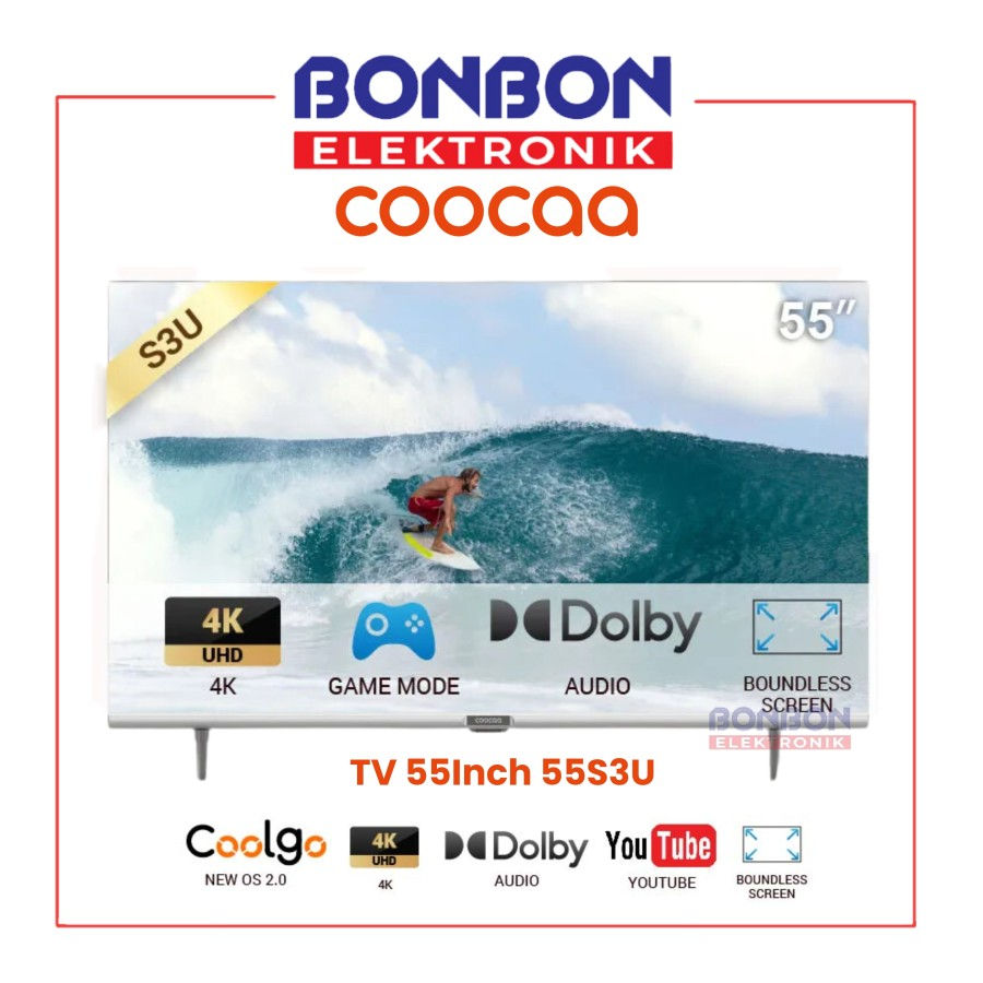 Coocaa LED Digital TV 55 Inch 55S3U Ultra HD (4K) LED Smart Coolita TV