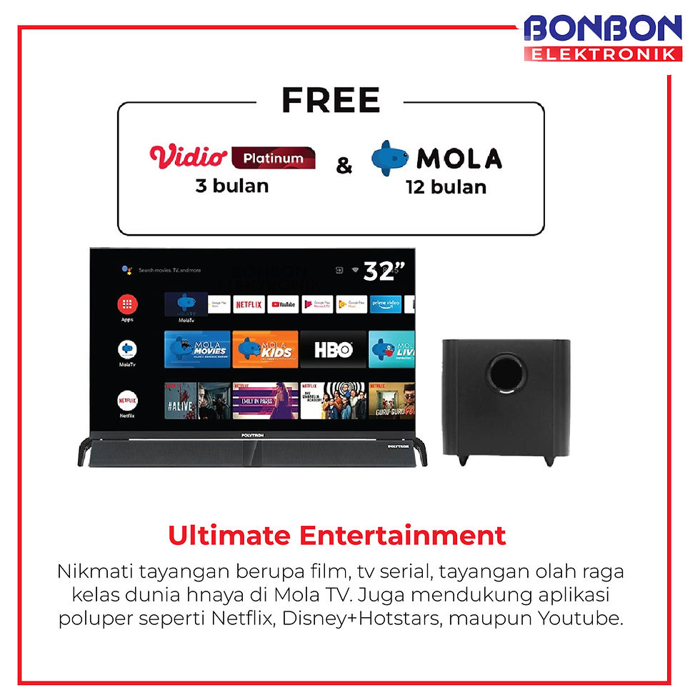 Thumbnail: Polytron LED Smart TV 32 inch PLD 32BAG5959 Android Netflix Soundbar