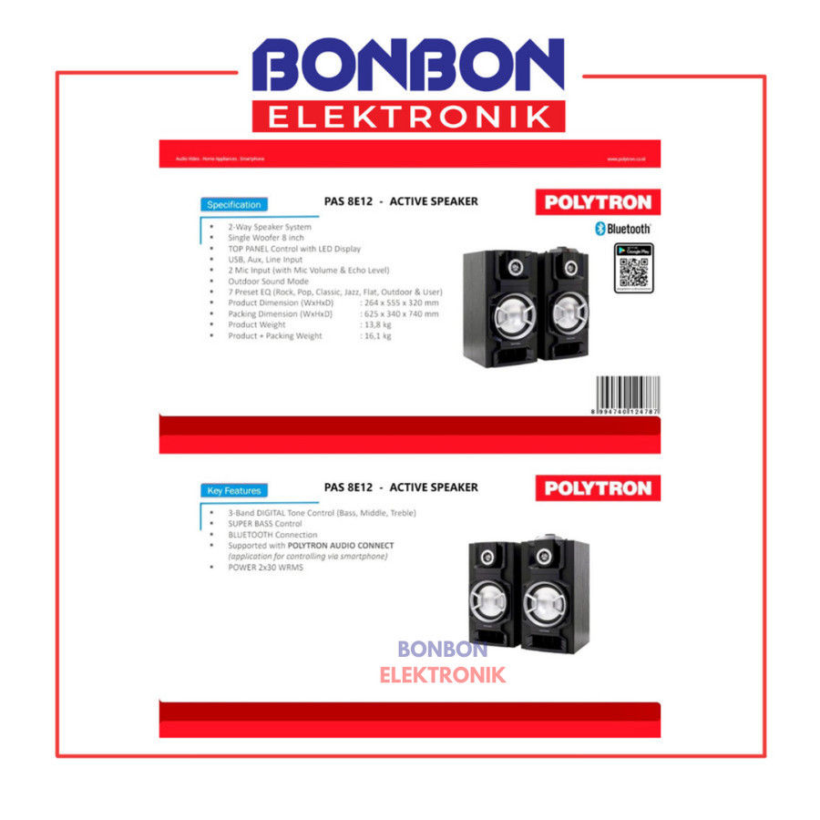 Thumbnail: Polytron Active Speaker Bluetooth PAS-8E12 / PAS8E12