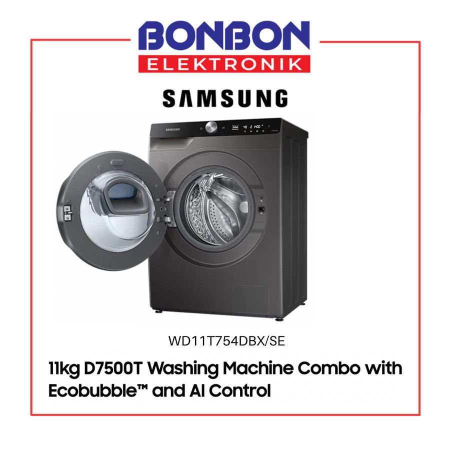 Thumbnail: Samsung Mesin Cuci Front Loading 11KG/7KG Dryer WD11T754DBX/SE D7500T