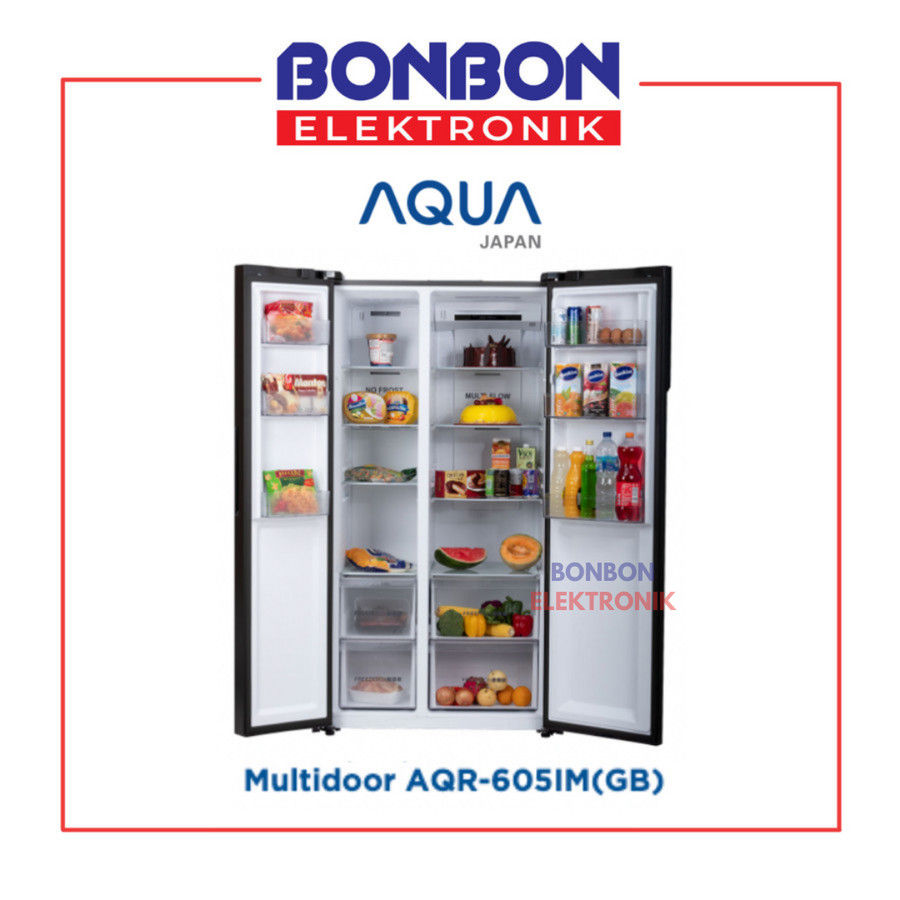 Thumbnail: AQUA Kulkas 2 Pintu Side by Side Inverter AQR-605IM GB / AQR 605IMGB