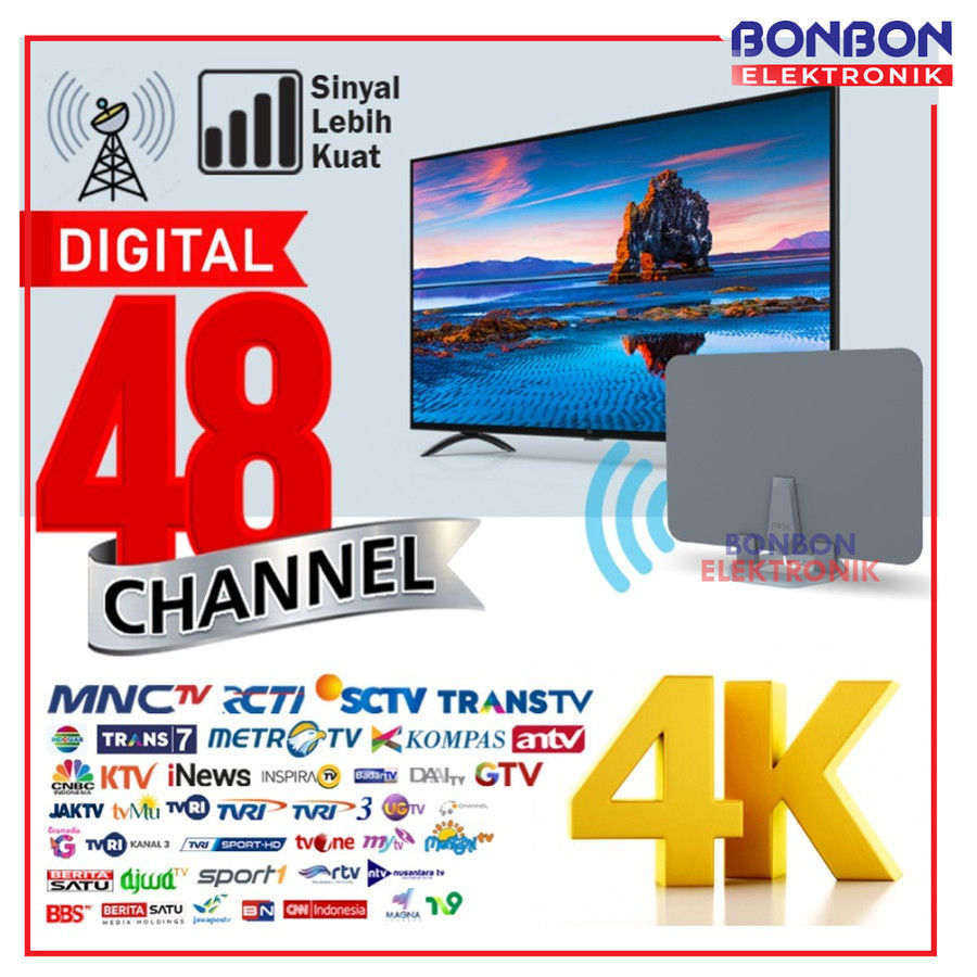 Thumbnail: PX Antena TV Digital Analog Indoor Dinding DVBT2+Booster PX UDA-3100A