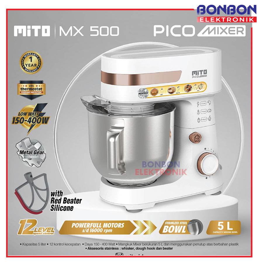 Thumbnail: Mito Stand Mixer PICO MX 500 Pengaduk Adonan Kue 5 Lt / MX500