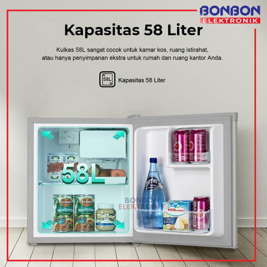 Thumbnail: Hisense Kulkas Mini Portable 58L RR68D4IGN Minibar