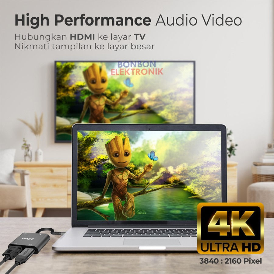Thumbnail: PX UCH14B Type C 3.1 to HDMI VGA USB Hub Converter Adaptor 4 in 1 4K