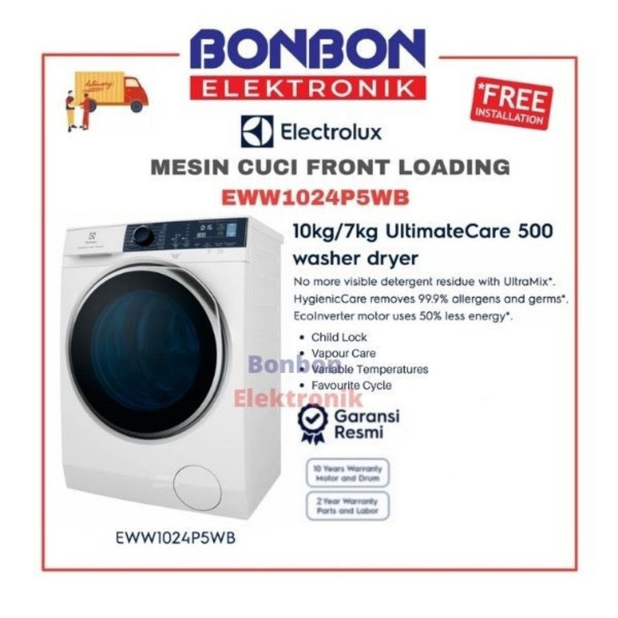 Thumbnail: Electrolux Mesin Cuci Front Loading 10KG Washer/7KG Dryer EWW1024P5WB - NO STAND