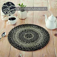 Thumbnail: Sawyer Mill Black White Jute Trivet 15 inch